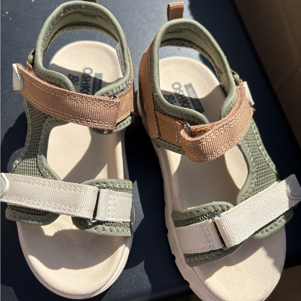 Kids Outdoor Sandals - Olive Green and Beige
